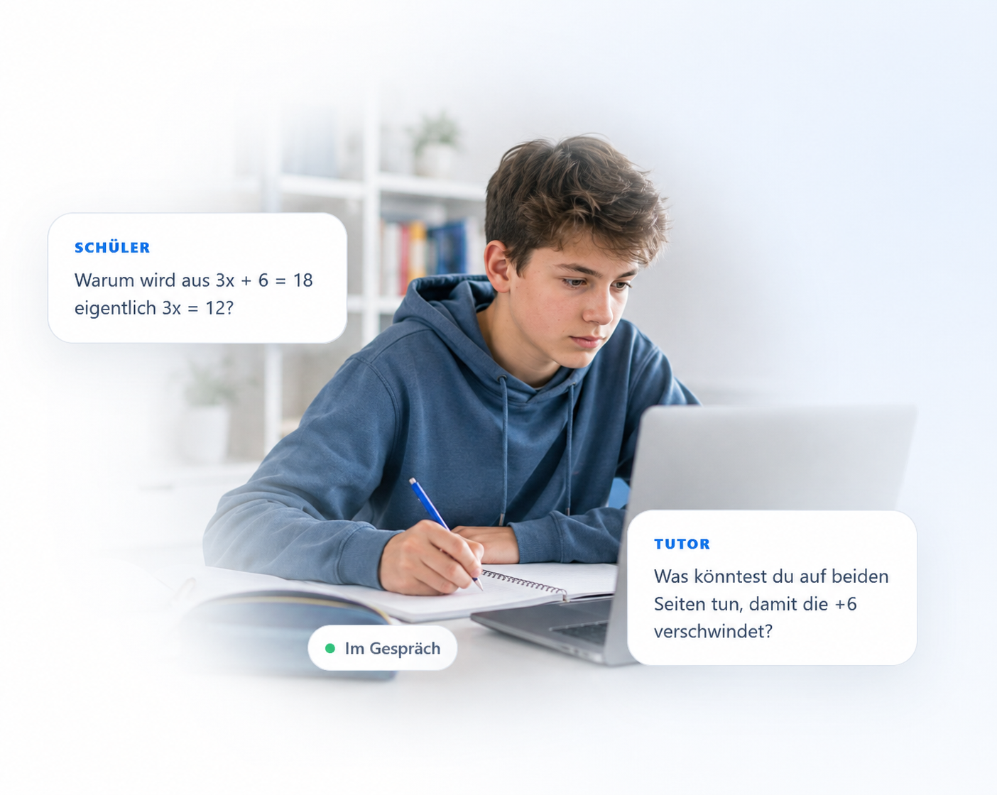 Schüler beim Lernen mit dem KI-Nachhilfelehrer